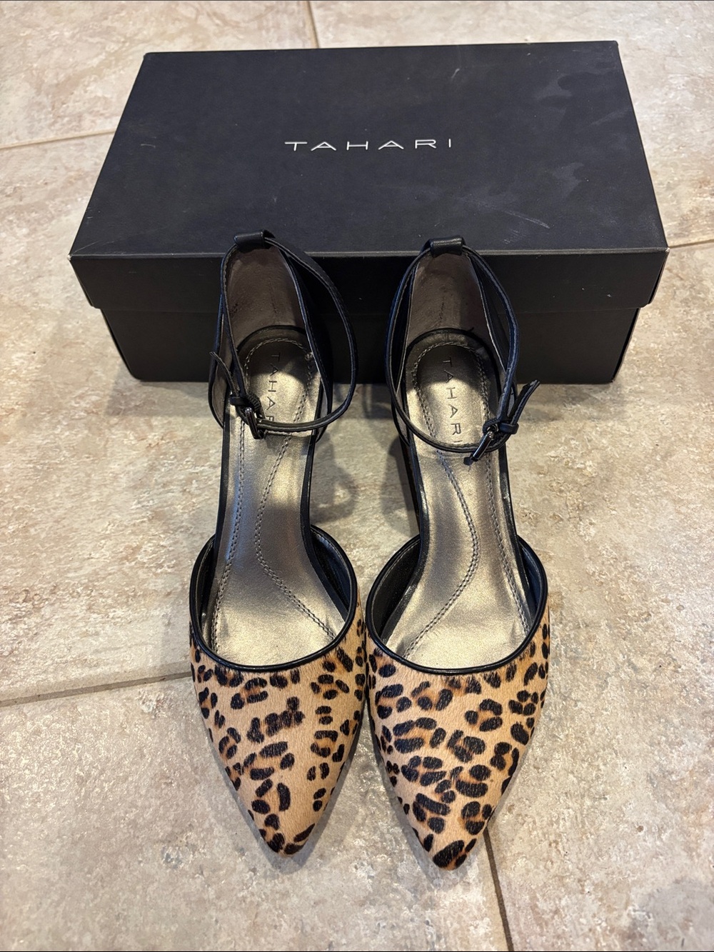 Tahari Real Calf Hair Leopard D’Orsay Kitten Heels